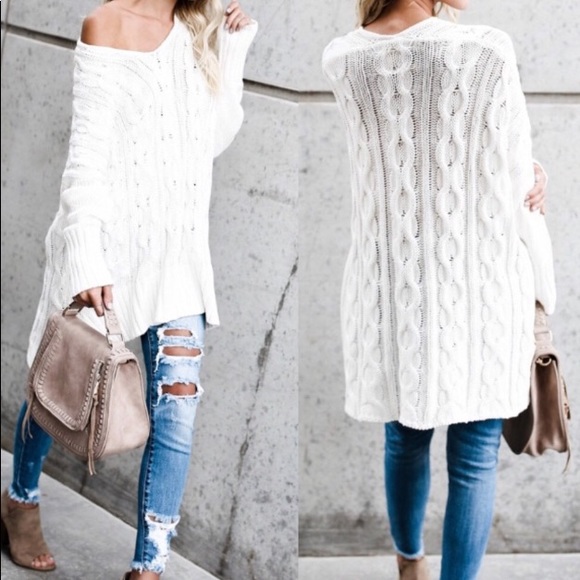 Last 1️⃣ White Oversized Cable Knit Sweater - Picture 8 of 8