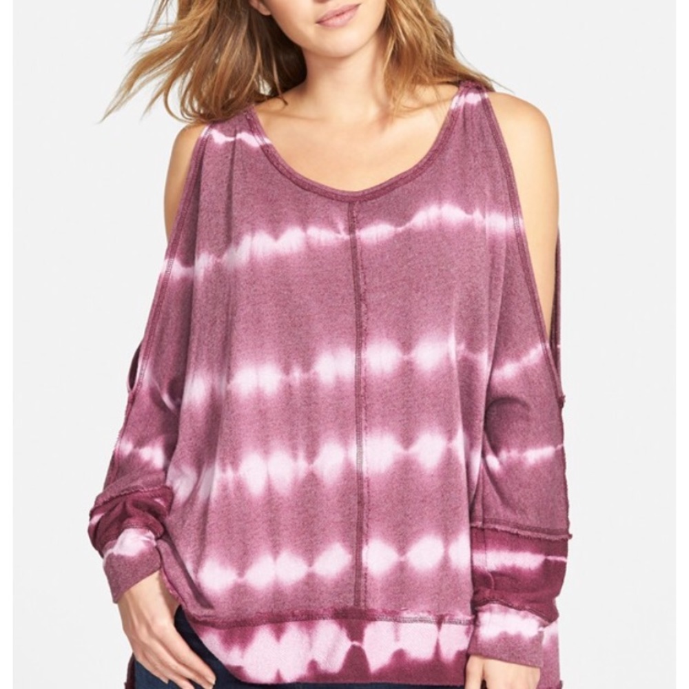 Cold shoulder, tie dye Free People sweatshirt