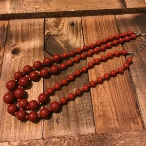 Burnt Red Double Beaded Necklace