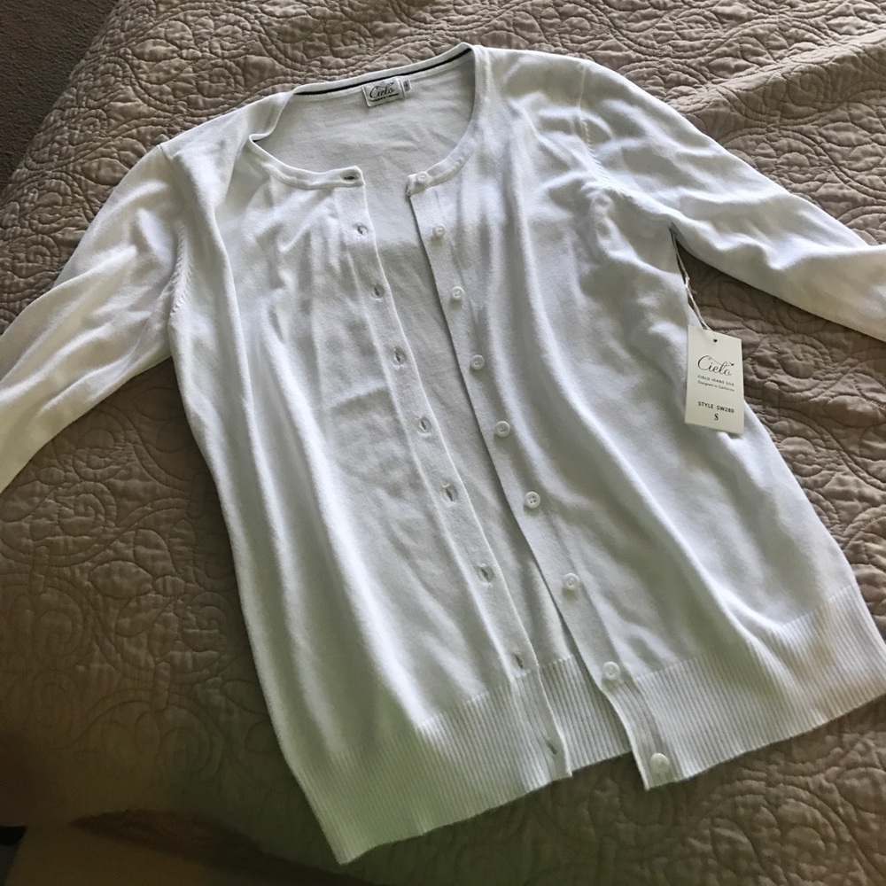 White cardigan