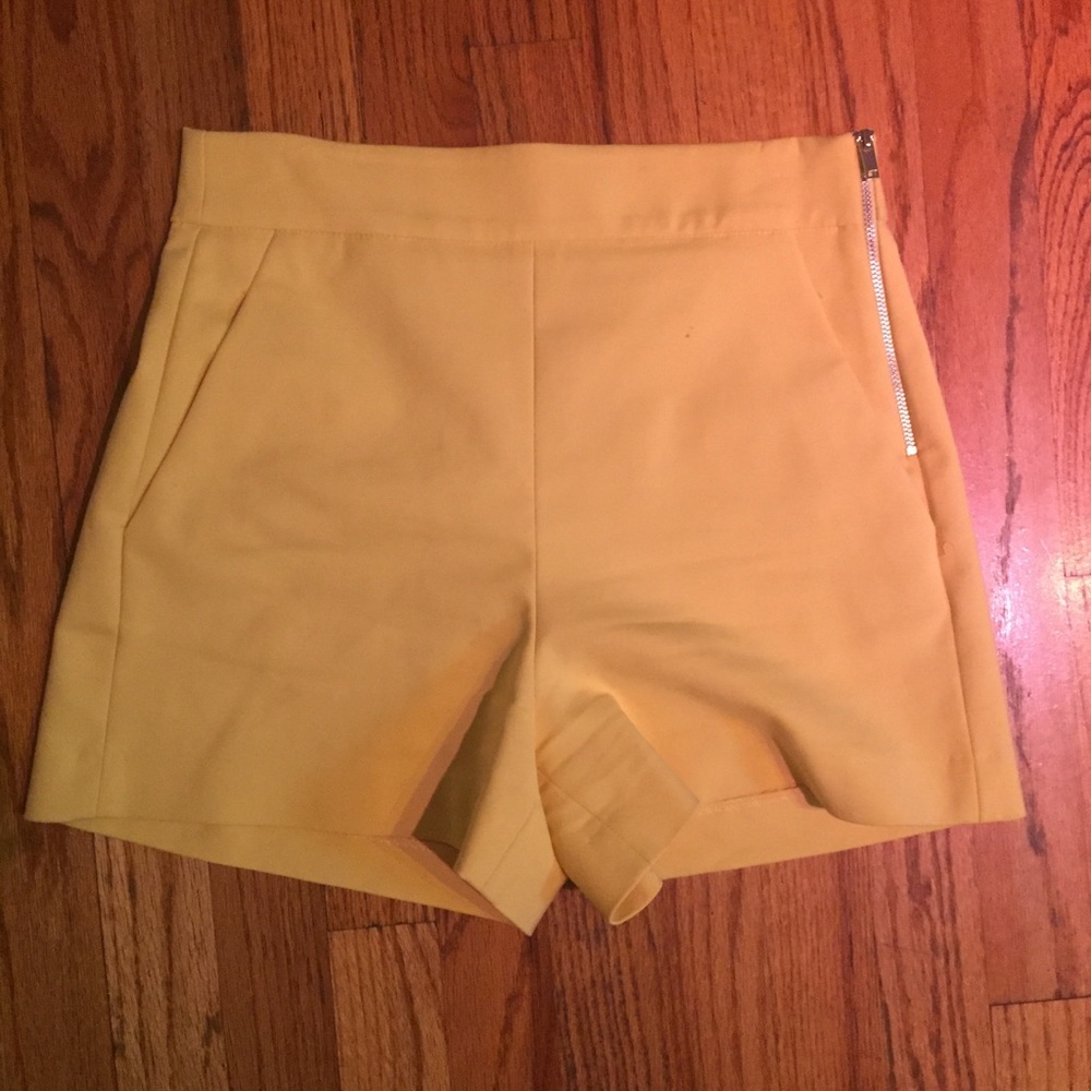ZARA High Waisted Yellow Shorts