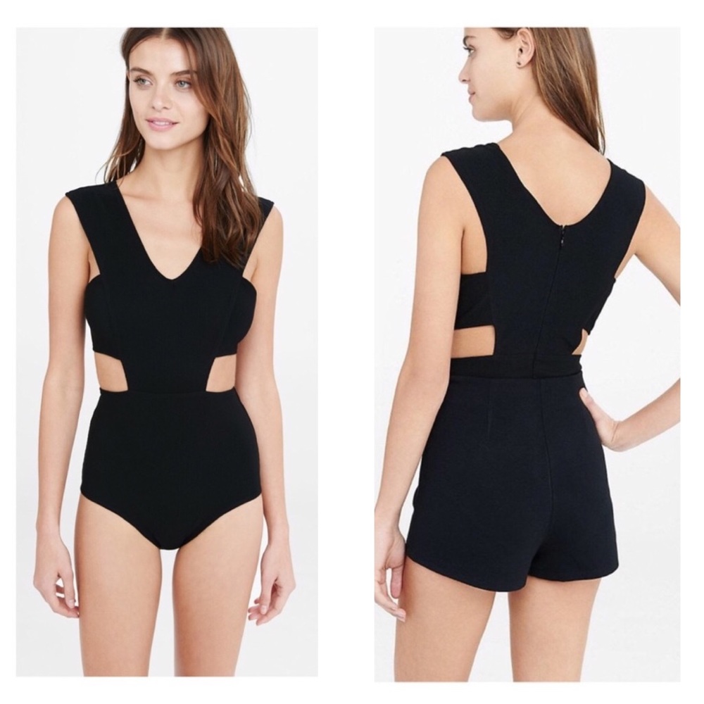 Daring black cutout bodysuit perfect 4 Halloween