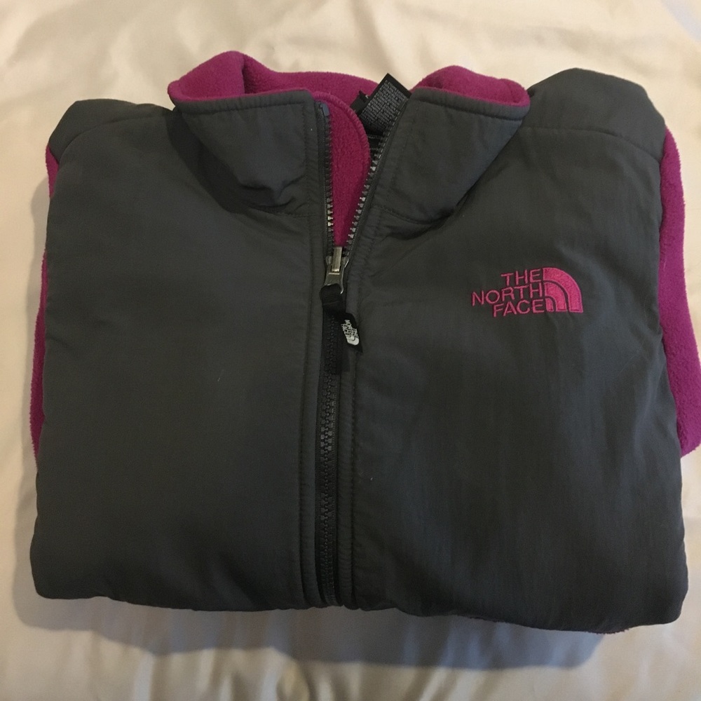 north face magenta zip up jacket
