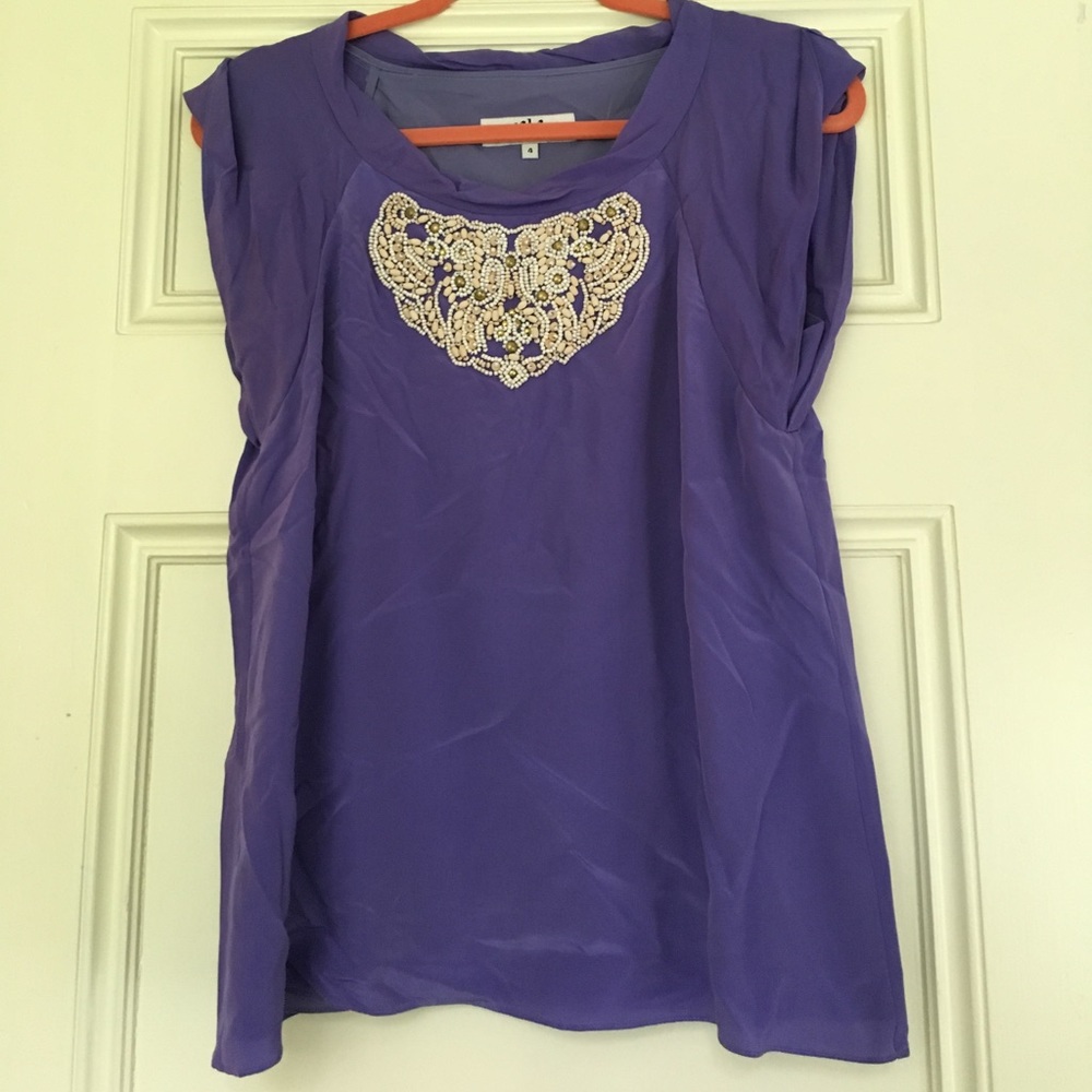 Purple shirt with beaded detail