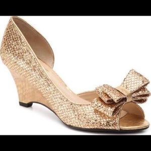 Gold Chrissy Wedge Pumps