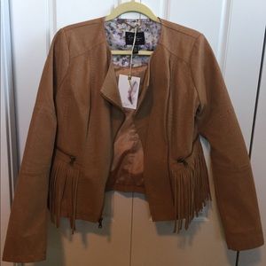 NWT Jessica Simpson Fringe “leather” jacket