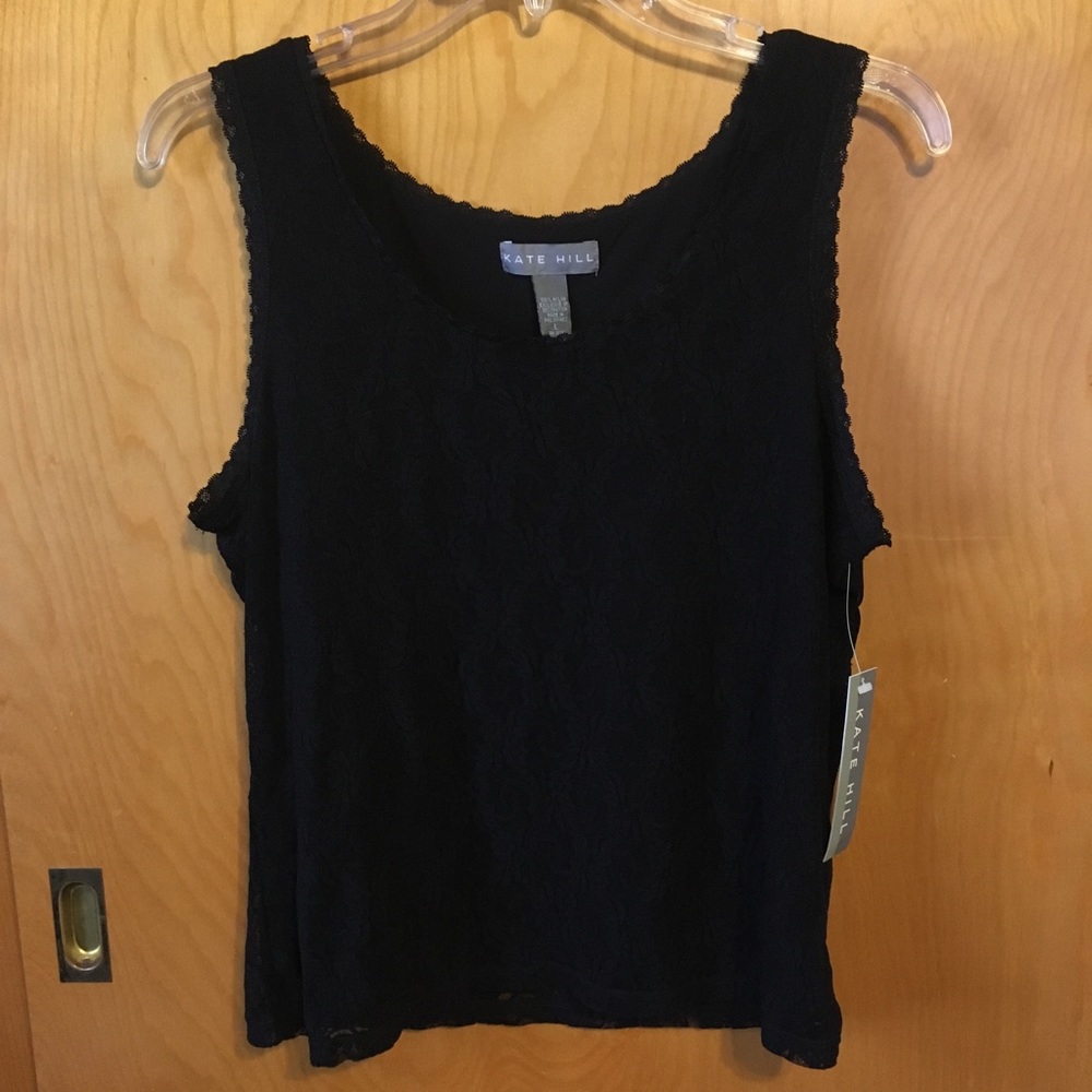 Kate Hill Black Lace Tank Top