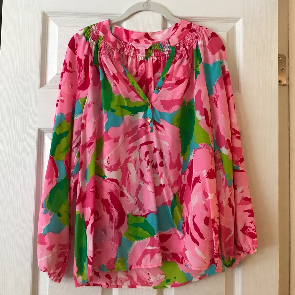Lilly Pulitzer silk long sleeve top