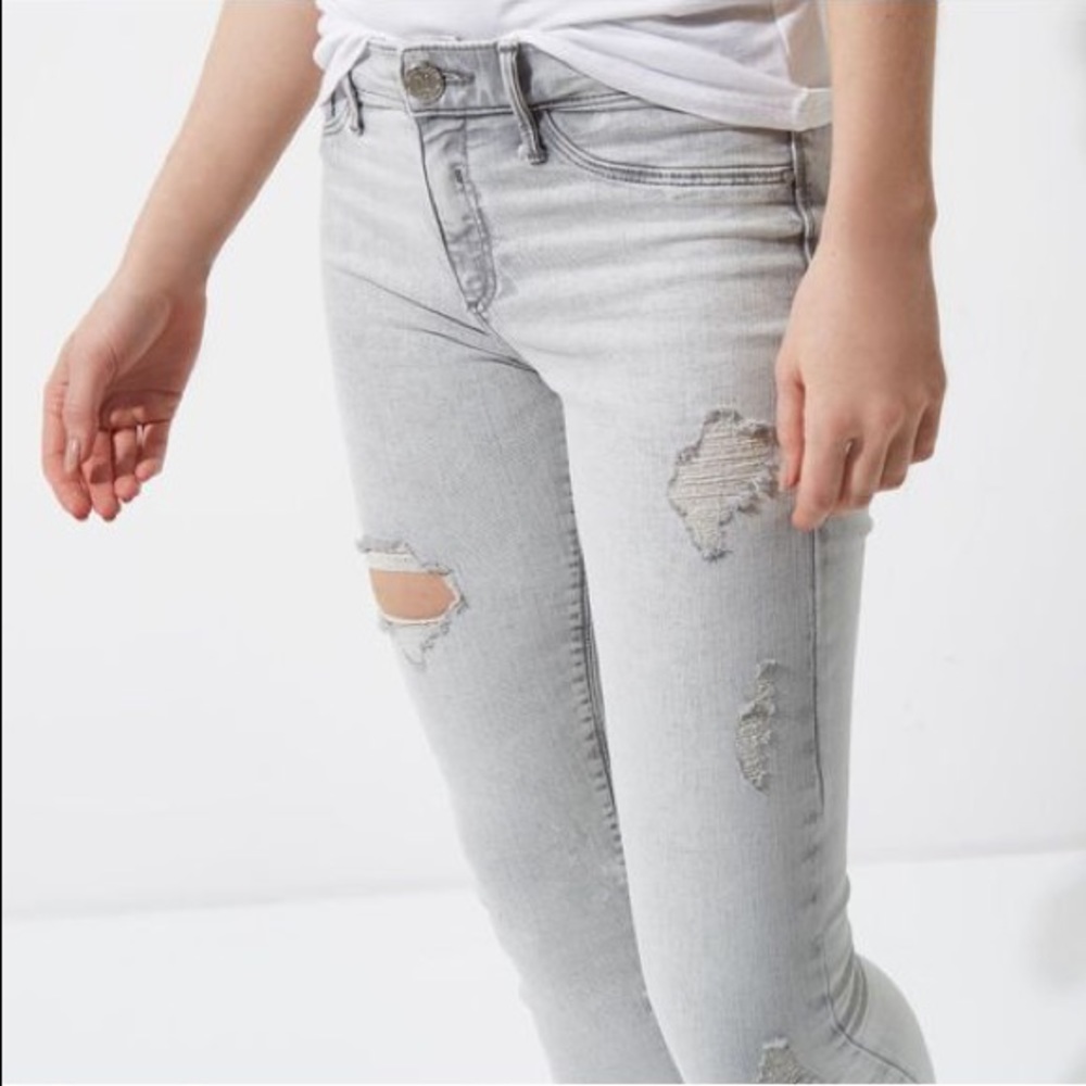 Acid Wash Gray Destroyed Jeans