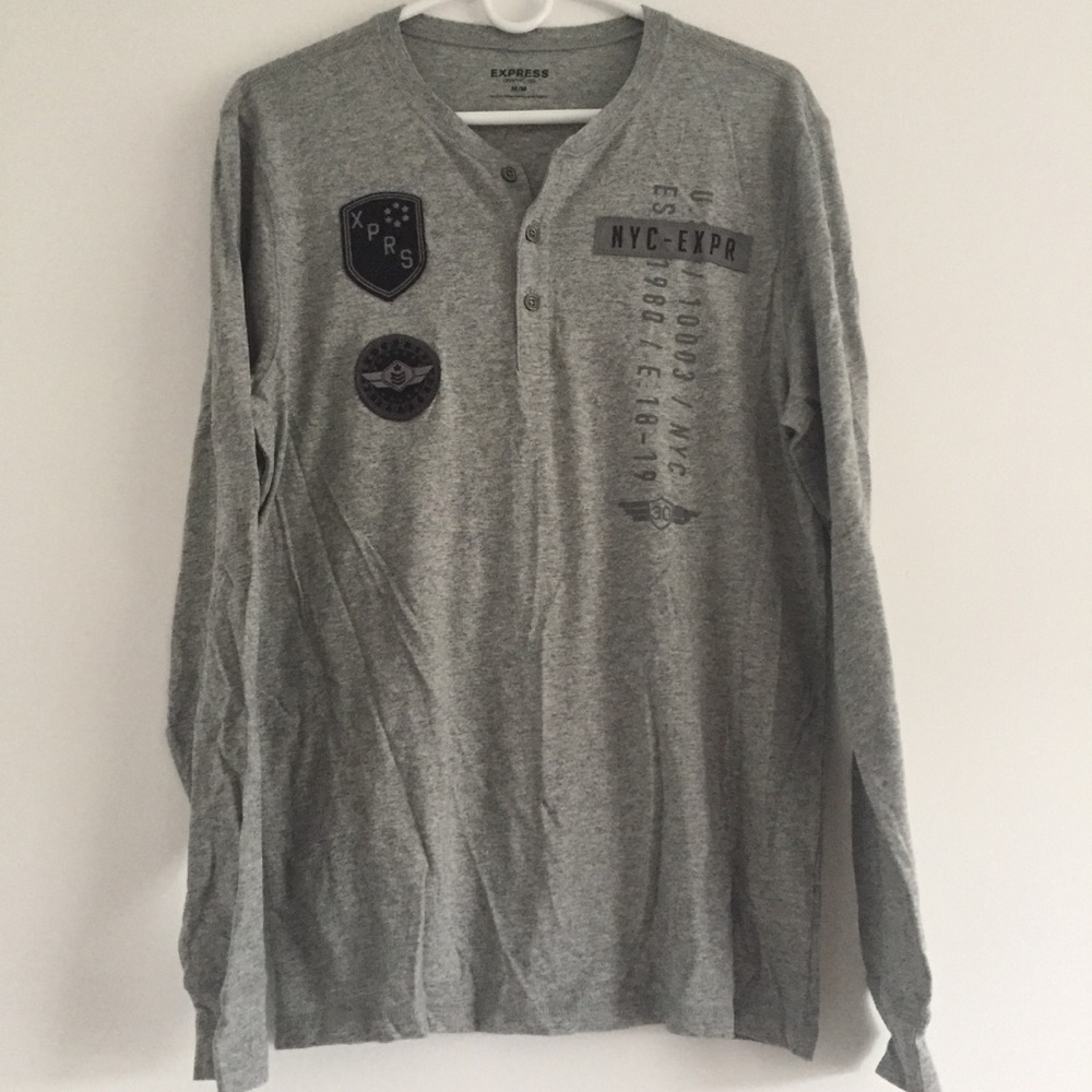 Express Gray graphic long-sleeve tee | Size: M