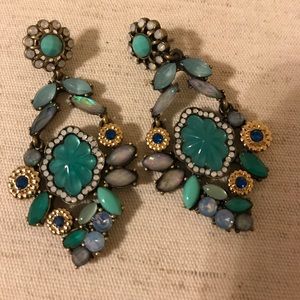 Seascape collage drop Statement earrings