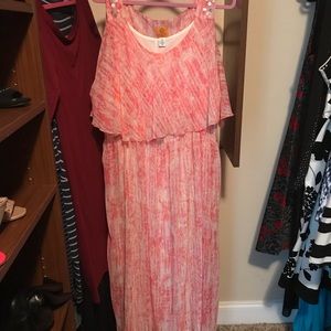 Plus size pink and white Maxie dress.