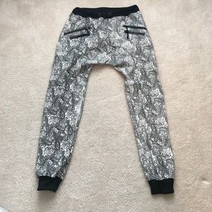 Paisley and rose pattern joggers
