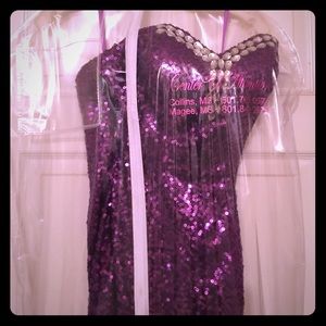 Purple Sequin Evening Dress