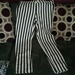 Navy blue and white stripped pants