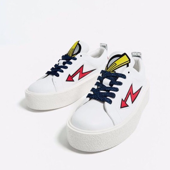 SOLD 📦❗️ZARA PLATFORM PLIMSOLLS PATCHES SNEAKERS - Picture 2 of 8