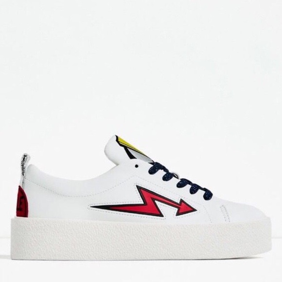 SOLD 📦❗️ZARA PLATFORM PLIMSOLLS PATCHES SNEAKERS - Picture 4 of 8