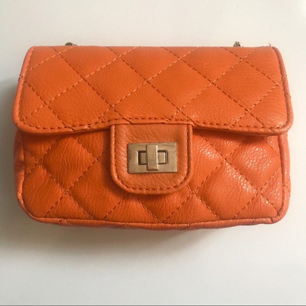 *Super Cute* Orange Quilted Mini Cross Body Bag