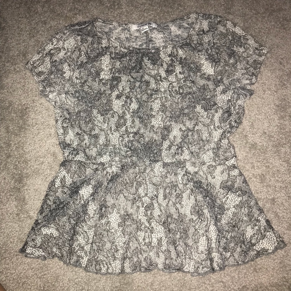 Lace Printed Peplum Top