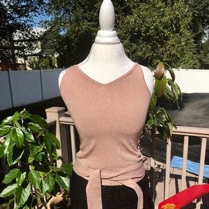 Express size small gold/tan top with attached belt