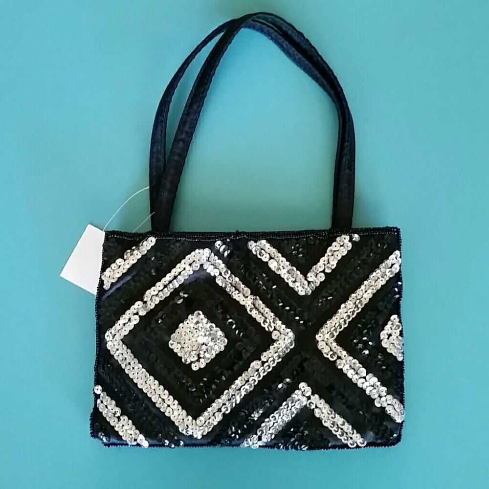 Black & Silver Sequin Purse NWT