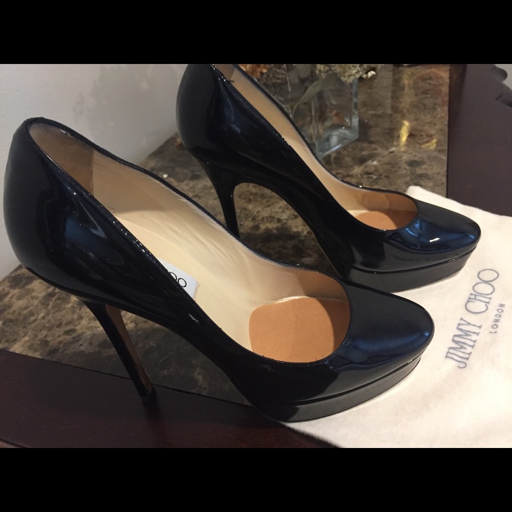 Jimmy Choo Cosmic Black Patent Leather Pumps, 37