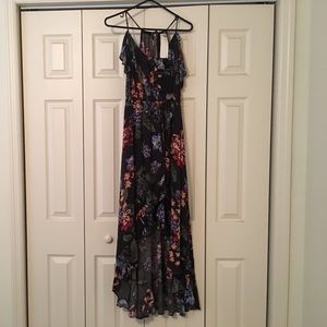 Blue floral high low dress