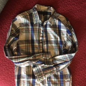 Button-down casual shirt plaid