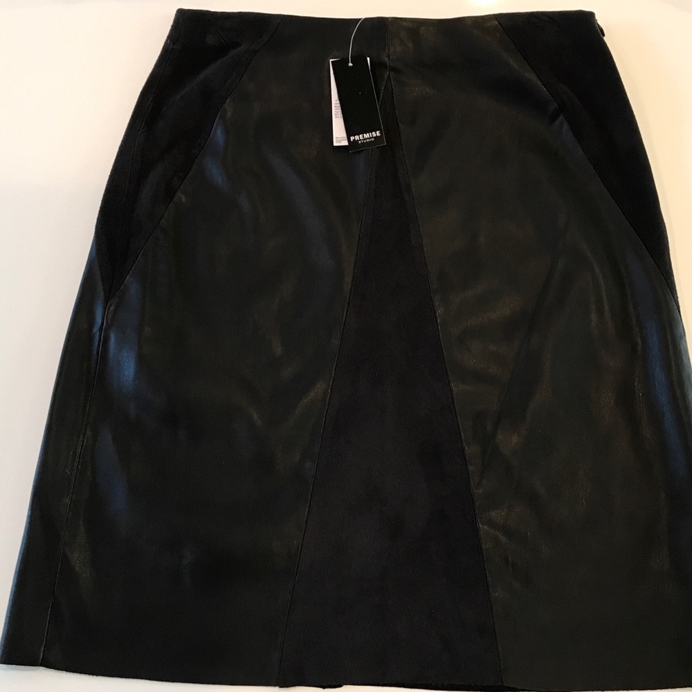 Faux leather skirt with suede panels