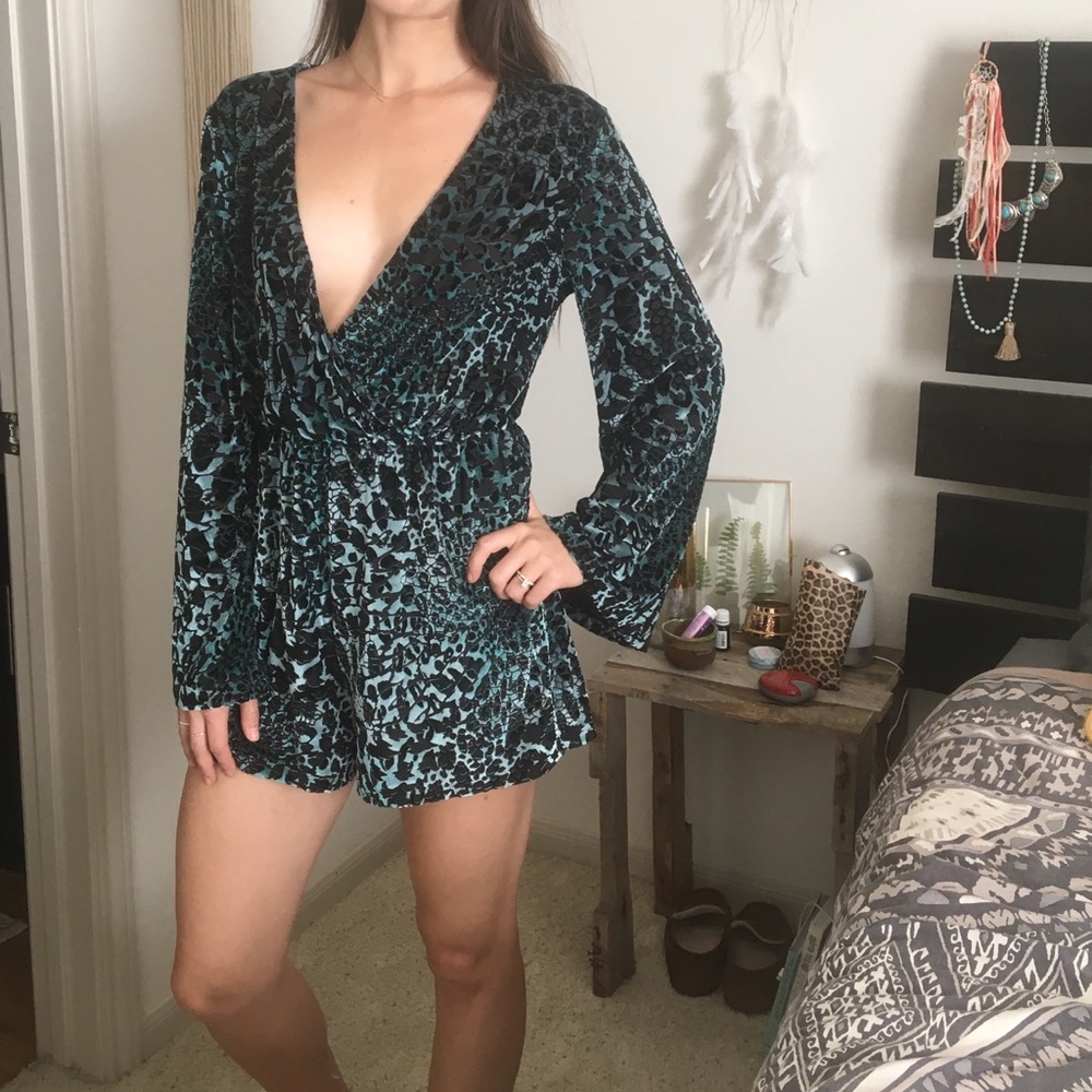 Urban Outfitters Crushed Velvet Romper