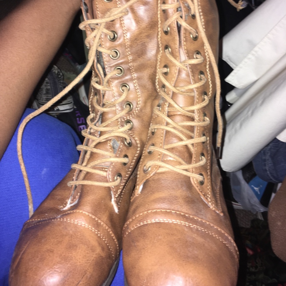 Brown combat boots