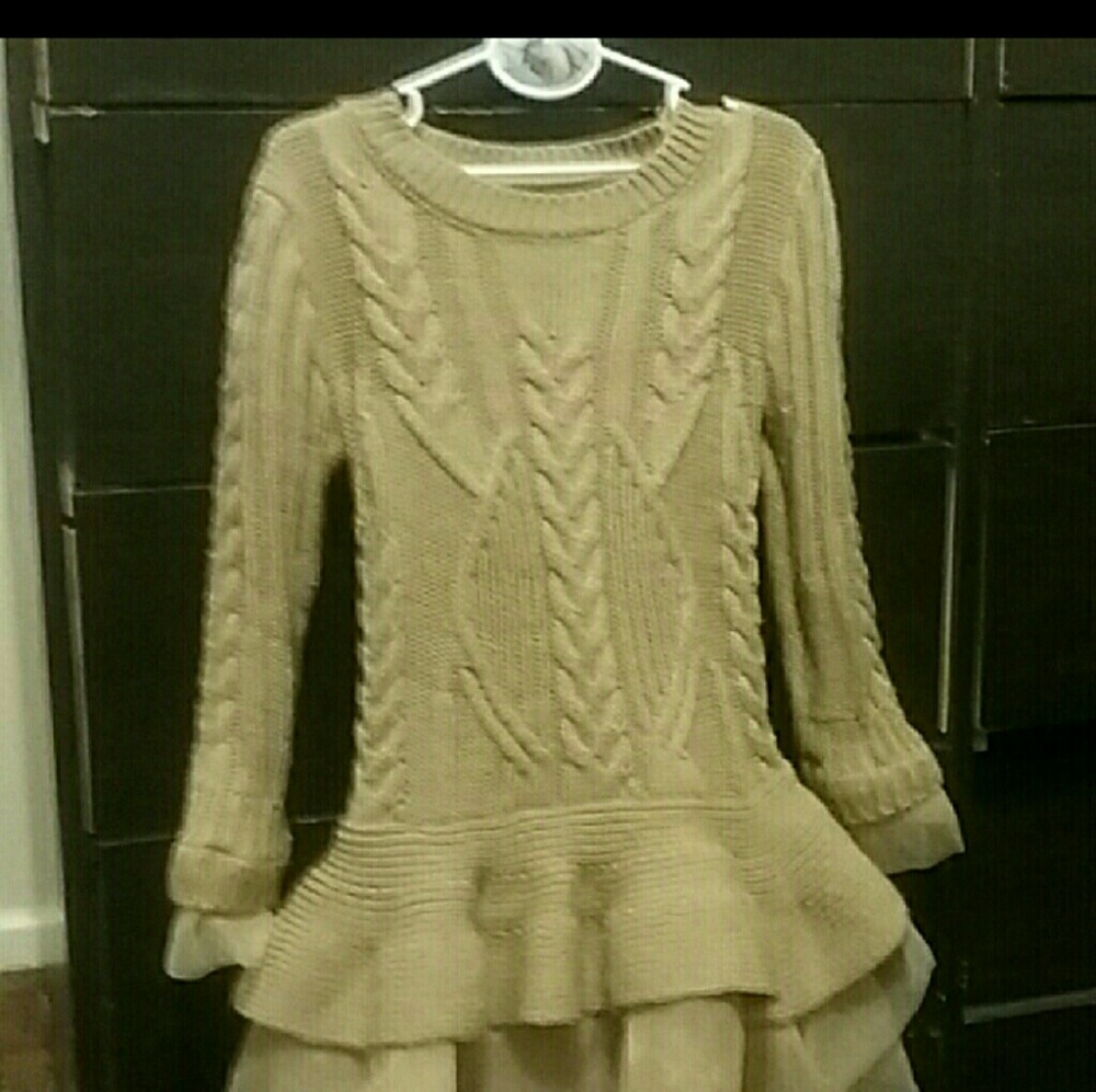 Gold Chiffon & sweater tutu dress