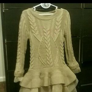 Gold Chiffon & sweater tutu dress