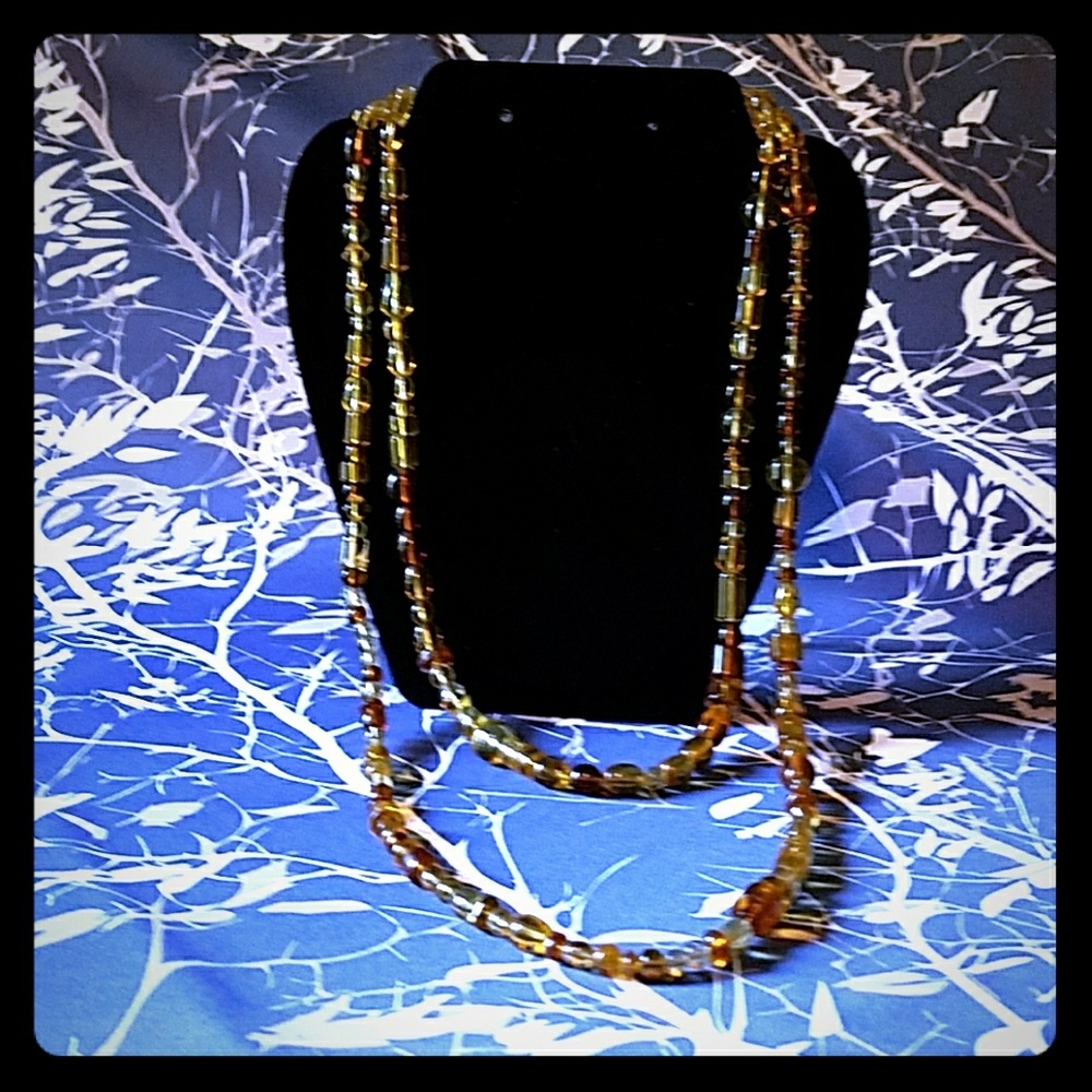 "Amber Waves" Double Strand Glass Necklace