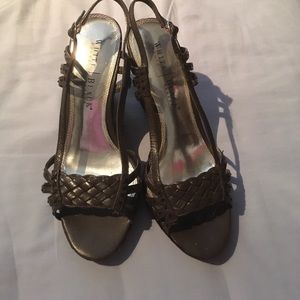 Dark brown wedges. Worn 5 times. Good condition.