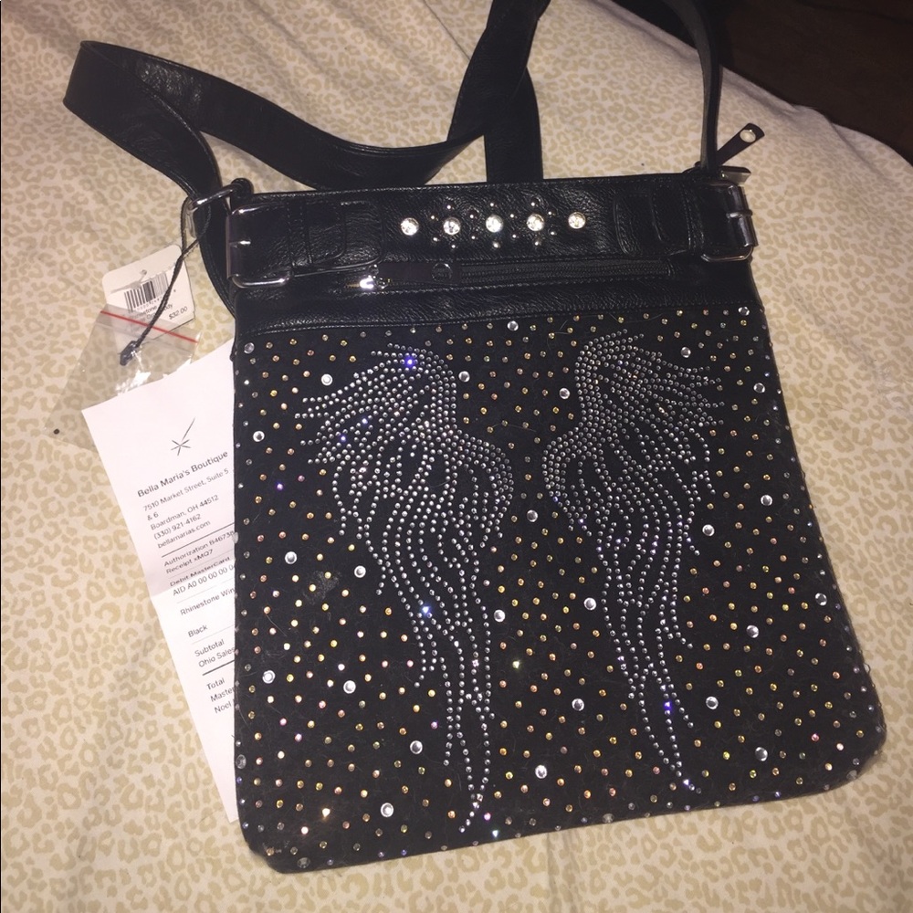 Rhinestone Wings Crossbody Handbag