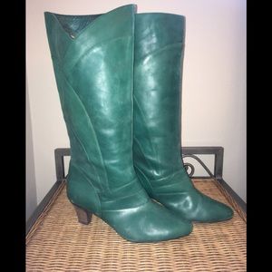 Turquoise/Teal Leather Knee High Boot