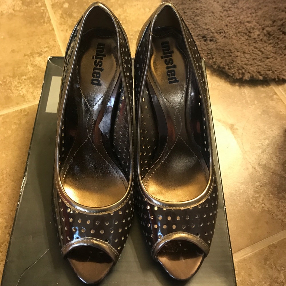 Unlisted Chocolate Peep Toe Pumps