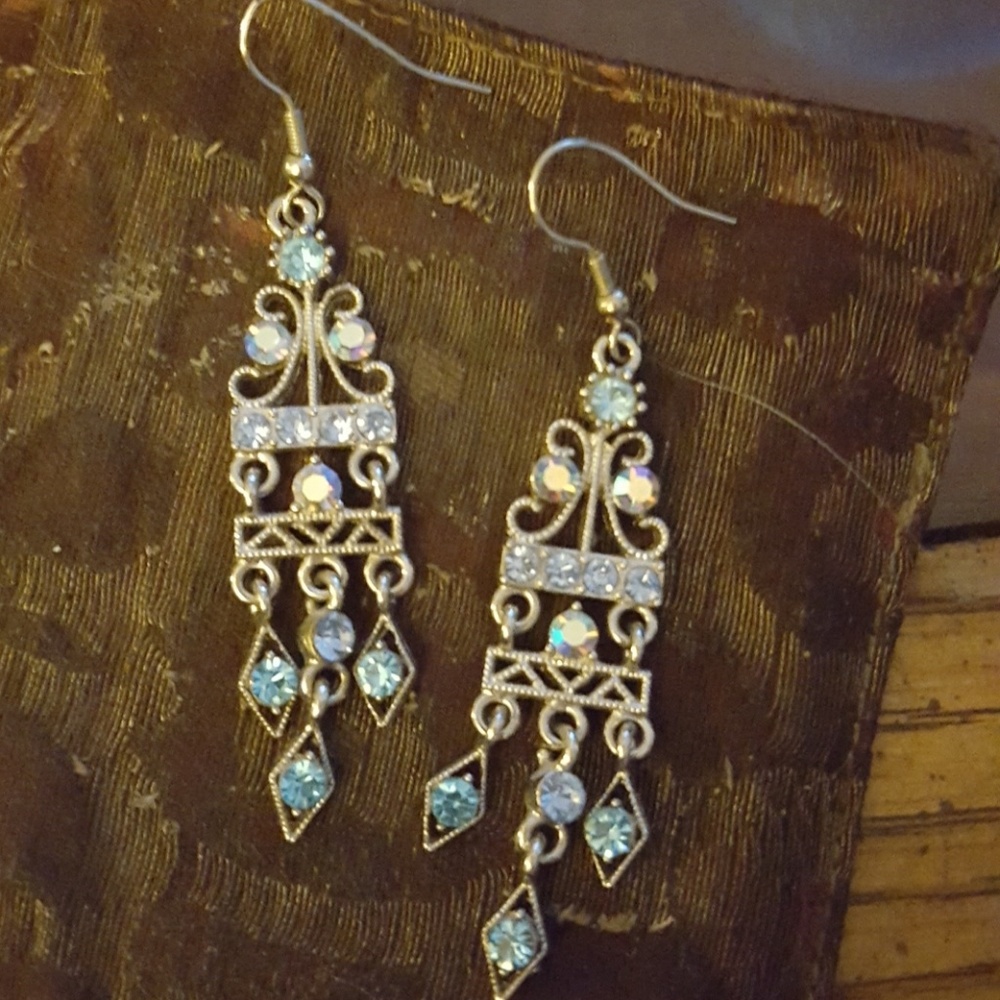 Silver and blue earrings