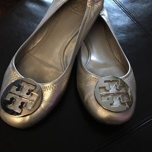 Silver Tory Burch Flats