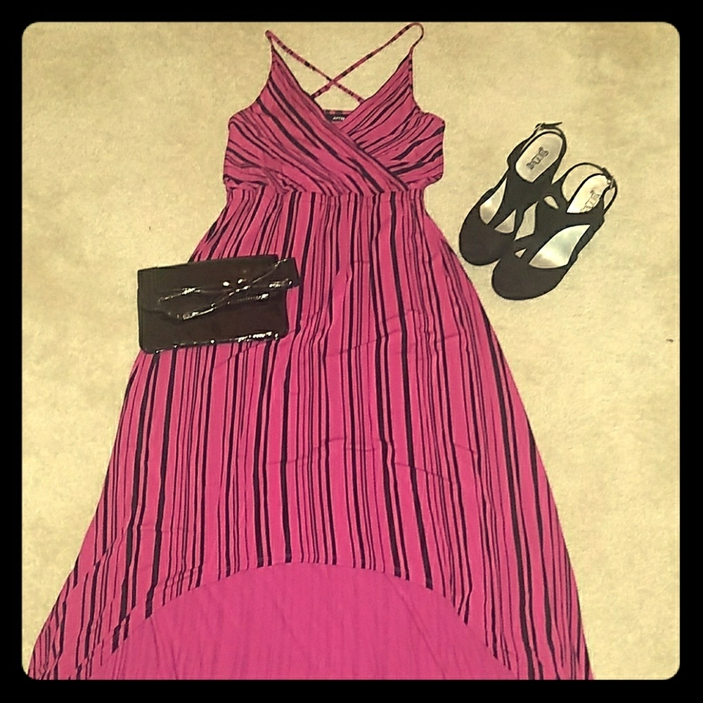 Apt. 9 Hot pink with black stripe summer dress.