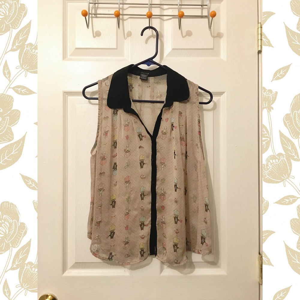 Adorable sheer fancy cat top