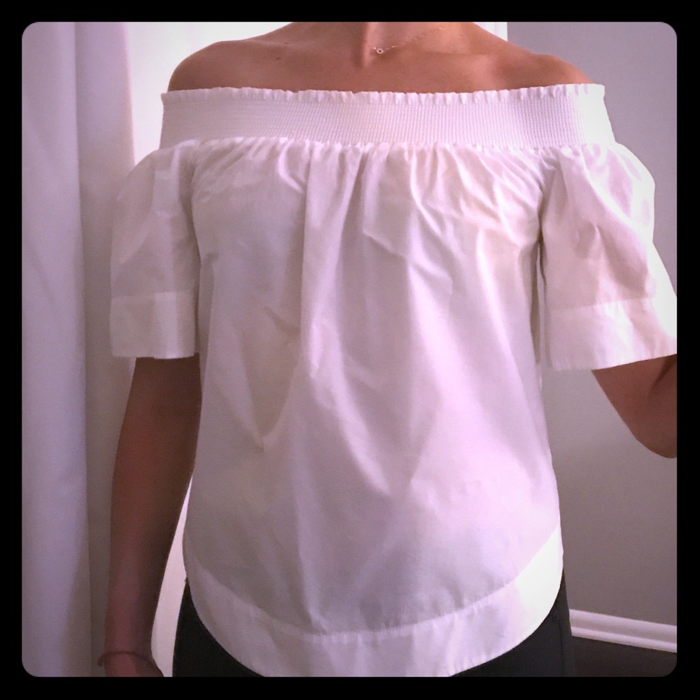 JCrew off the shoulder blouse.