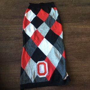 Ohio State Argyle Dog Sweater