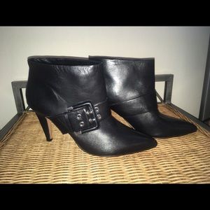 Black leather ankle boot