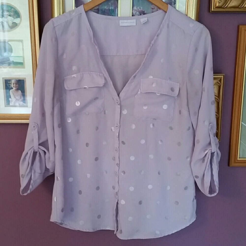 New York & Company Purple and Silver Top