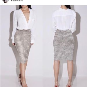 JLuxLabel Metallic Stretch fabric midi skirt