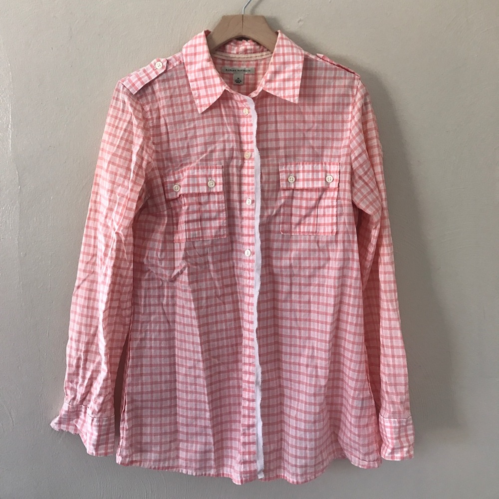 Plaid button down top