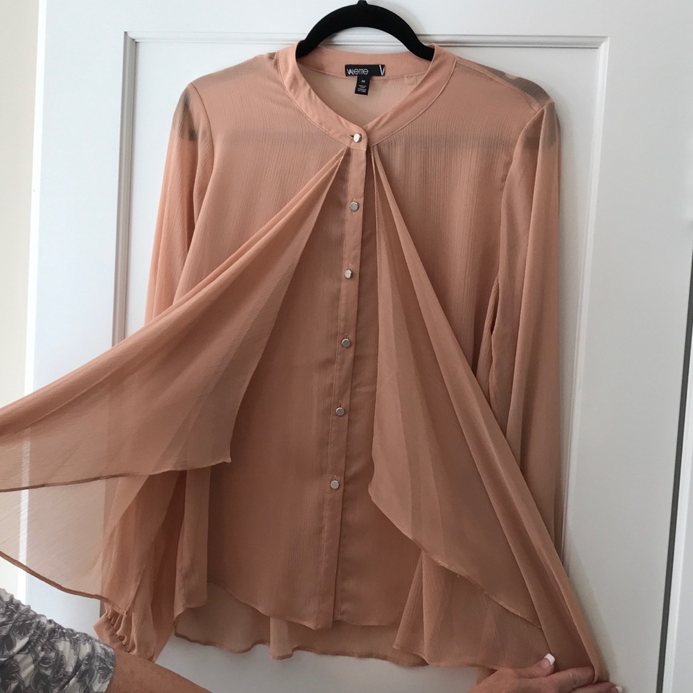 Beautiful sheer salmon pink blouse