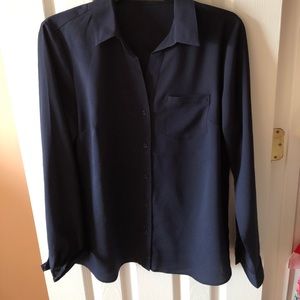 Navy blue button down Loft size M